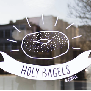 Holy Bagels window logo Brussels