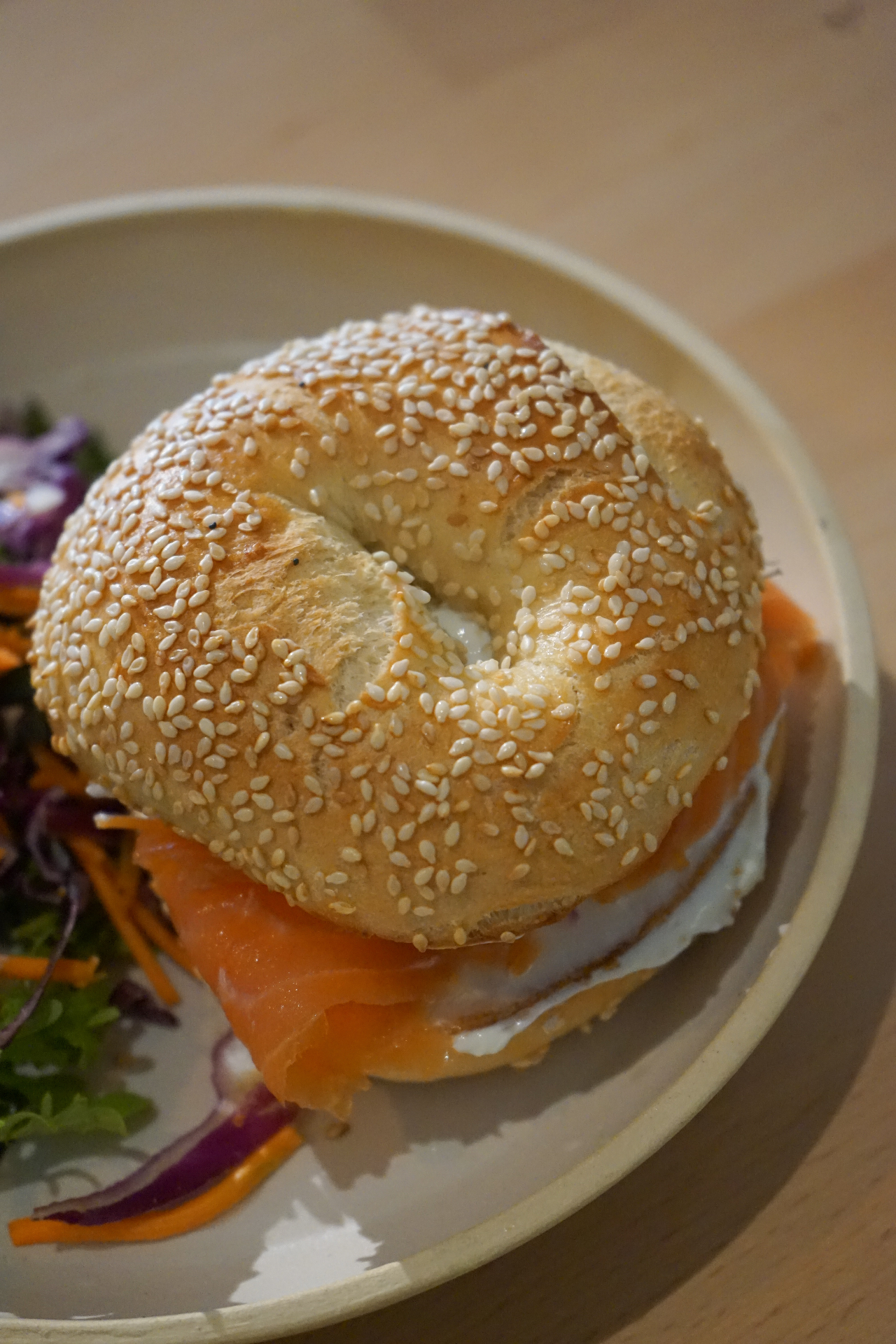 Smoked salmon sesame bagel at Holy Bagels Brussels